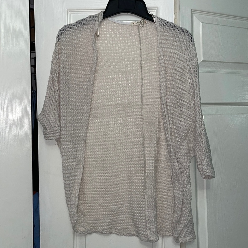 ROLLA COSTER beige cream 3/4 sleeve cardigan S